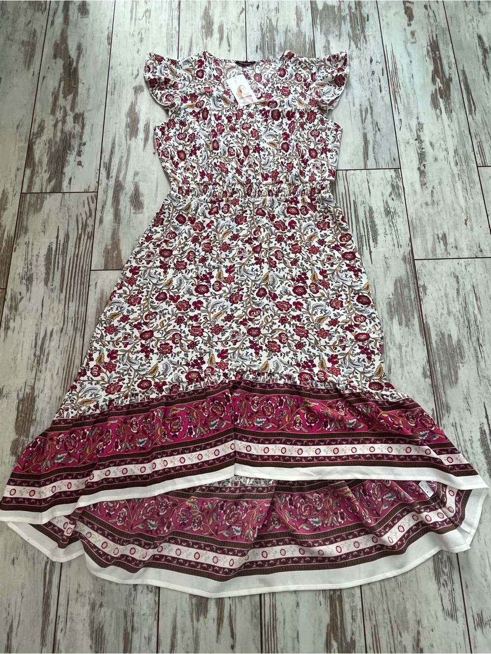 PRETTYGARDEN Floral High Low Dress Womens Medium NWT Boho Tiered Ruffle Medium - Picture 9 of 16